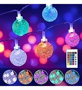 ANJAYLIA Globe String Lights, 26.3Ft 60 LED 16 Colors Changing Christmas Fairy Lights Battery Ope...