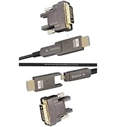 HDMI AD + DVI D 25ft 4K Adapters Cable, Fiber Optic, Detachable, Micro HDMI to DVI 18Gbps Ultra S...
