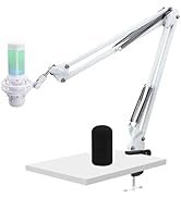 Quadcast S Boom Arm - Upgraded Mic Stand with Mic Cover, White Microphone Arm Compatible with Shu...