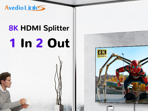 8K HDMI SPLITTER 1 IN 2 OUT