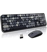 Wireless Keyboard Mouse Combo, 2.4GHz Typewriter Keyboard Wireless, Letton Colorful Full Size Off...