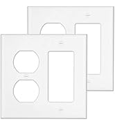 [2 Pack] BESTTEN 2-Gang Combination Light Switch Wall Plate, 1-Duplex/1-Decor, Standard Size, Unb...