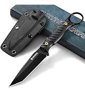 DRGSKL Tanto Fixed Blade Knife - Full Tang Survival Knives for Bushcraft, Camping Knives with She...