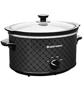 West Bend Slow Cooker 4-Quart Manual Crockery Style with Dishwasher Safe Oval Ceramic Crockpot an...