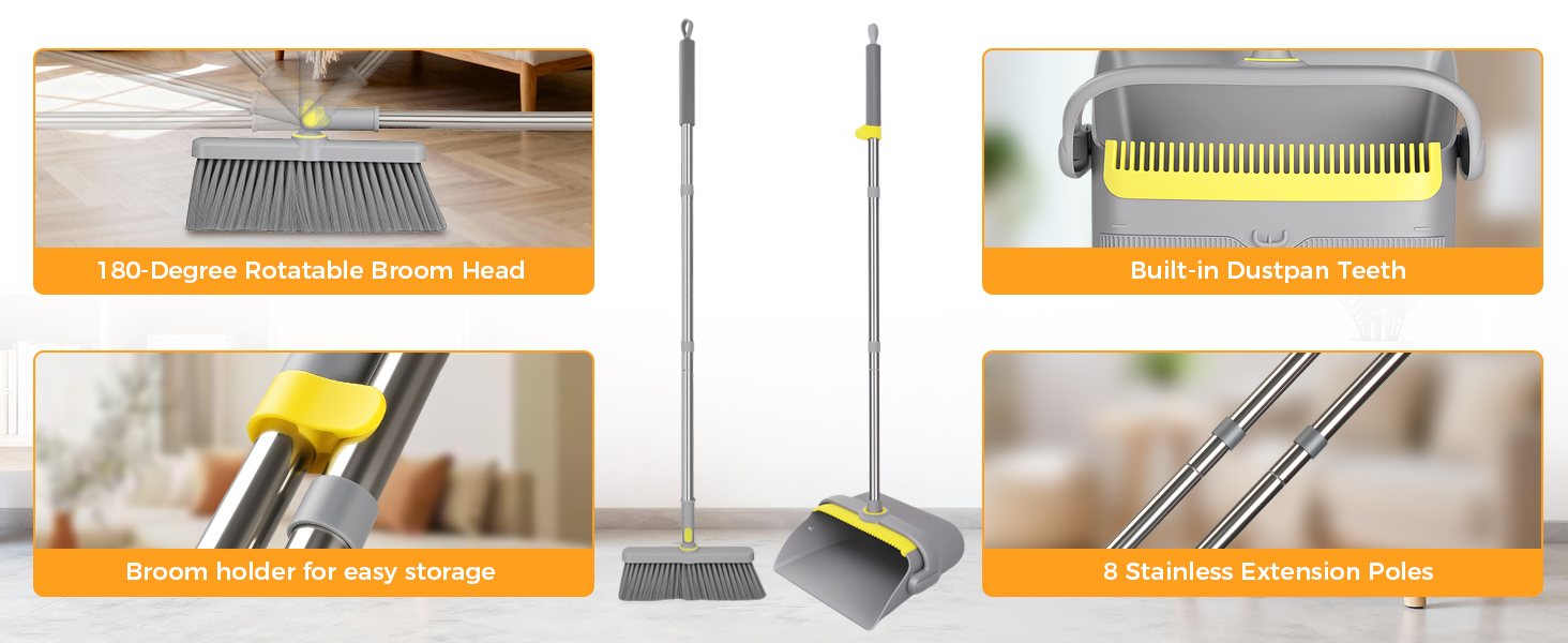 broom with standing dustpan