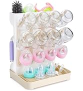 ZYLOHA Baby Bottle Drying Rack: Space Saving Vertical Bottle Drying Holder with Brushes Holder - ...