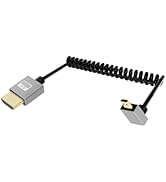 YANBORONSN 4K Up Angle Micro HDMI to HDMI Coiled Cable 2.2FT, 270 Degree Short HDMI to Micro HDMI...