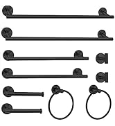 Cilee 10 Piece Matte Black Bathroom Hardware Set,2 Pack 5 Piece Bathroom Accessories Set Include ...