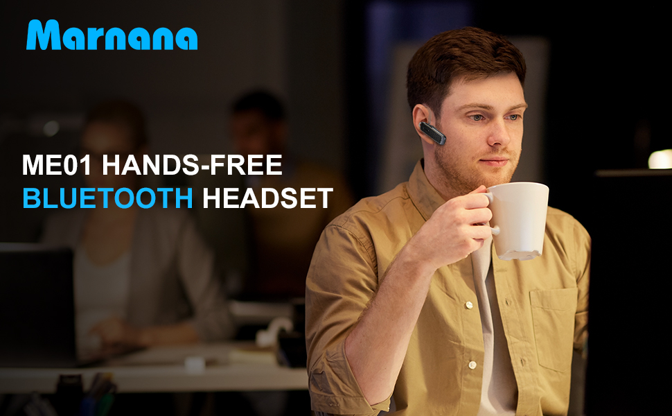 Marnana Bluetooth Headset Wireless Earpiece Hands-Free calls with Noise Cancelling Mic