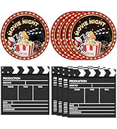 DURYGEN 40PCS Movie Night Party Supplies Movie Theme Birthday Party Plates and Napkins Set Movie ...
