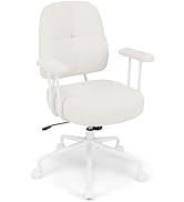 Giantex Mid Century Modren Office Chair, Faux Fur Desk Chair w/Armrest &amp; Mid Back, Adjustable Swi...