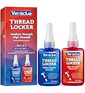 Thread Lock 50ml Blue and 50ml Red, Medium and Strong Strength Threadlocker, Thread Locker for Nu...