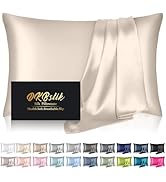 Silk Pillowcase for Hair and Skin, Mulberry Silk Pillow Cases Standard Size Anti Acne Cooling Bea...