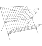 CHEOTIME Foldable Dish Drying Rack, Stainless Steel 2 Tier Dish Drainer Rack Dish Drainers X Shap...
