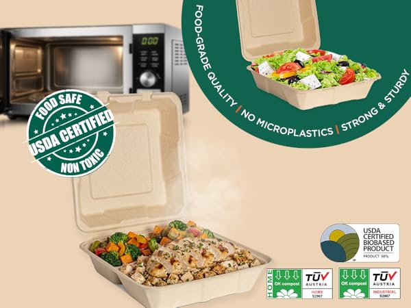 Take out containers 8 inch heavy duty Microvable food safe