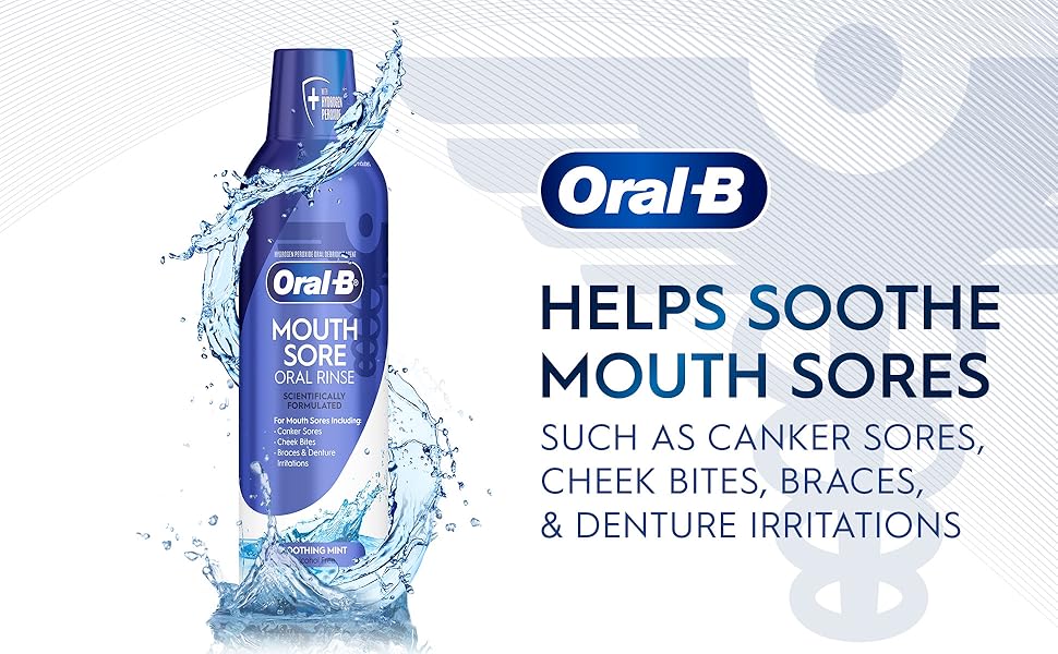 Oral-B Rinse helps soothe mouth sores like canker sores, cheek bites, braces &amp; denture irritations.