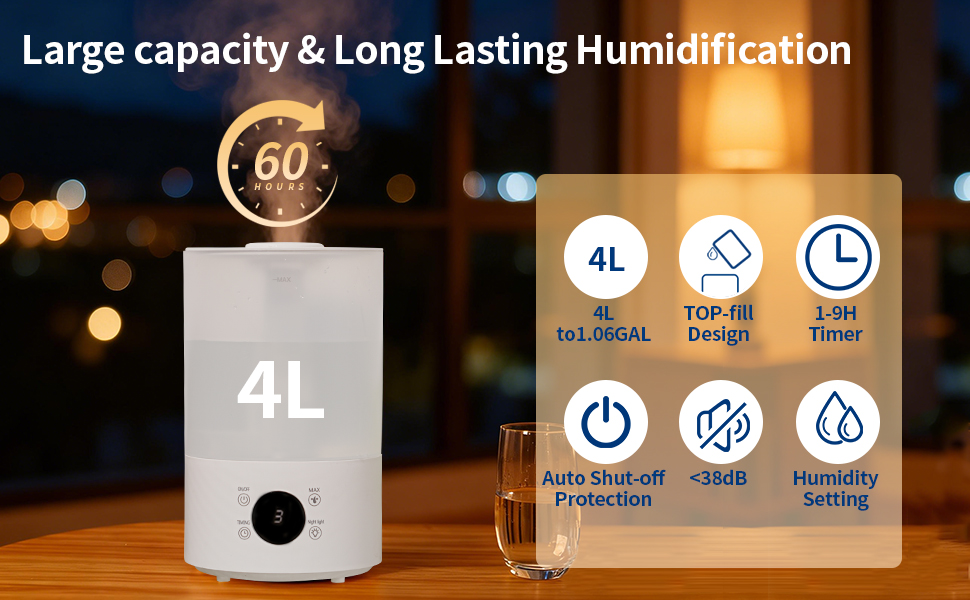 4.0L Tank Cool Mist Humidifier