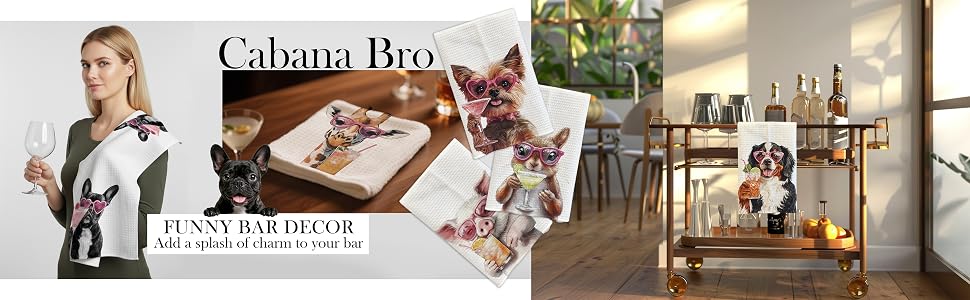 cabana bro funny dog towel for bar decor