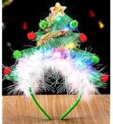 Uranian Light Up Christmas Headbands LED Xmas Tree Hairbands Christmas Tree Costume Headwear Glow...