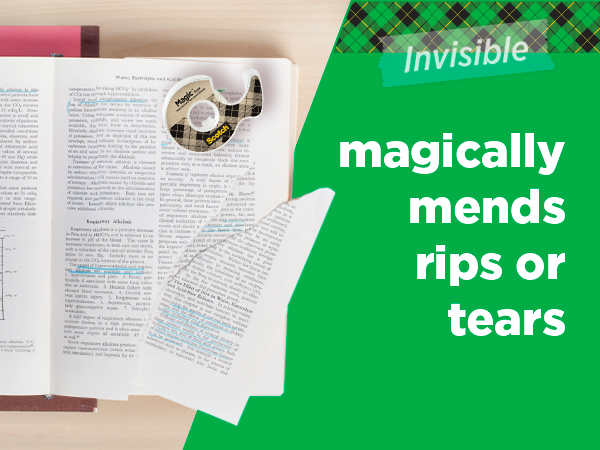 Scotch Magic tape magically mends rips or tears