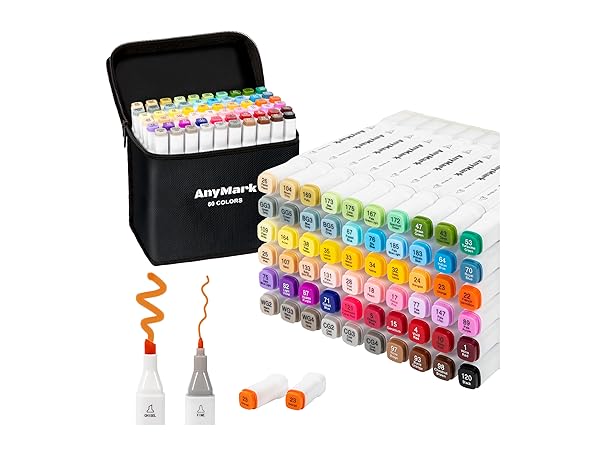 AnyMark 60 Colors Chisel &amp; Broad Alcohol Markers