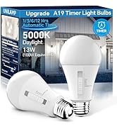 UNILAMP Auto Timer LED Light Bulbs (2 Pack) - Built-in 1/3/6/12H Security Timer, 100W Equivalent ...