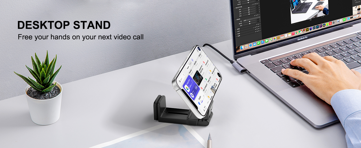 Desktop stand, free your hands on your next video call