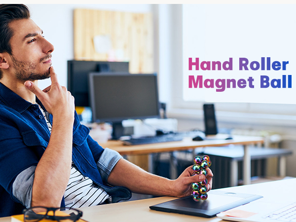 Large Fidget Magnet Toy for Adults, Magnet Hand Roller, Magnetic Toy for Men, Refrigerator Magnet