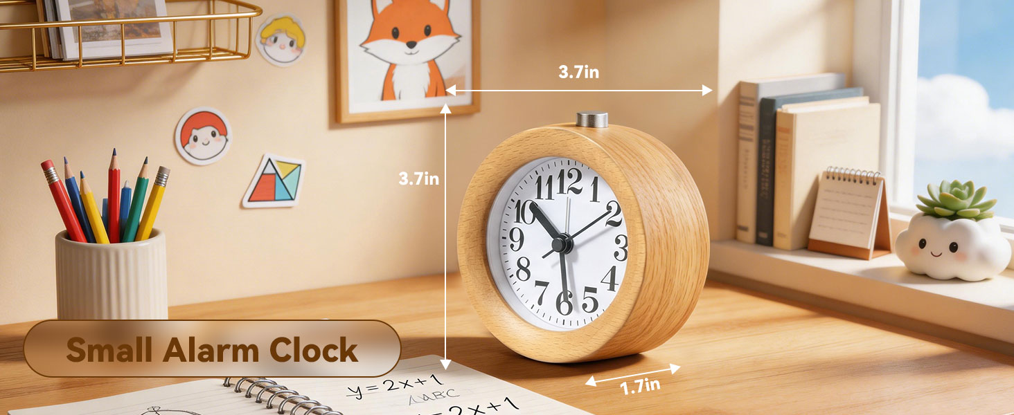 wood analog alarm clock