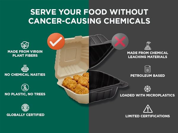 Take Out containers Leak free 6 inch Heavy duty Clamshell