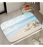 Beach Modern Coastal Ocean Bath Rugs Non Slip Shower Mat for Bathroom Decor Sets Door Rug with Ru...