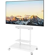 ECOTINY Steel Base Rolling TV Stand with Soundbar Mount for 50-90 inch TVs up to 154lbs, Swivel&amp;T...