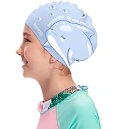COPOZZ Kids Swim Caps, Silicone Comfy Bathing Cap Swimming Hat for Long and Short Hair