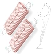 Palm size Refillable Dental Floss Picks 2 Case,Travel Toothpicks Purses,No Shred Toothpicks Stick...