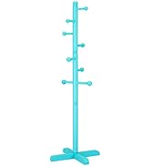 Azaeahom Cross Coat Rack Freestanding Clothing Hanger Home Racks, Wooden Coat Tree Stand with 8 H...