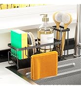 MODRACKLY Sponge Holder &amp; Sink Caddy Organizer - Rustproof Kitchen Sink Organizer with High Brush...