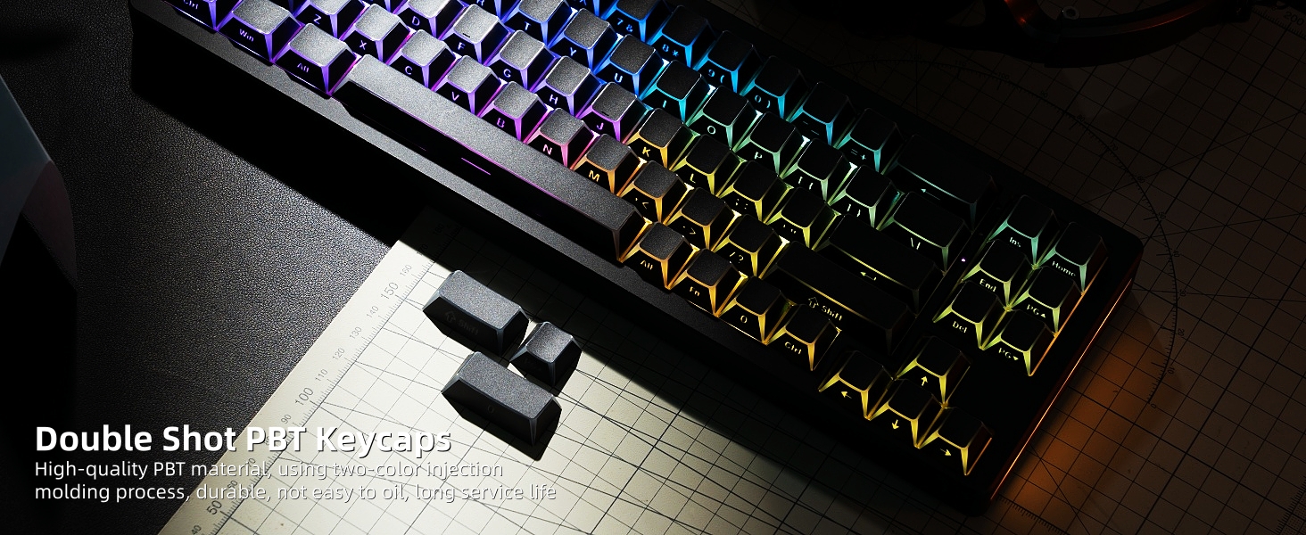 PBT Shine Through Keycaps Manga White, OEM Profile Side Printed Custom Key caps