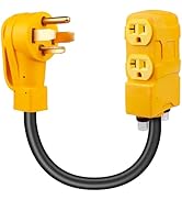 KNMIPJD RV Distribution Adapter 30Amp to 20 Amp 110V 3FT 4-Prong NEMA 14-30P to 5-20R Generator T...