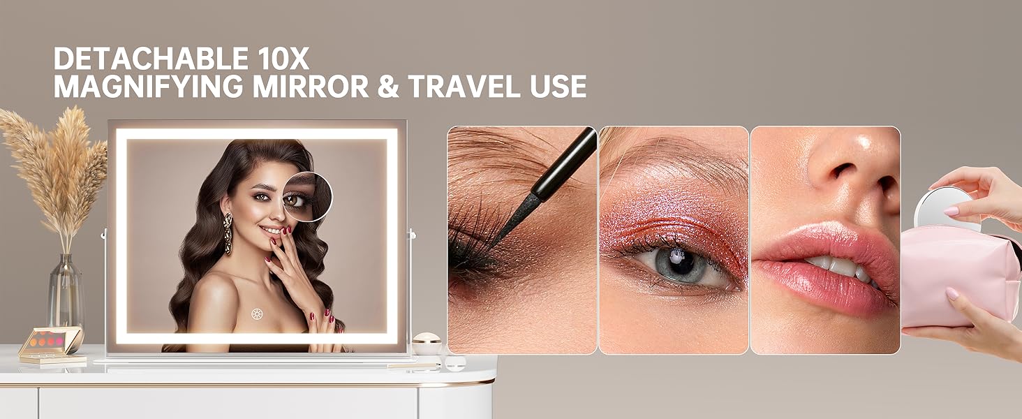 makeup mirror with 10x magnifying mirror