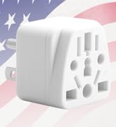 US Travel Plug Adapter, Unidapt EU/UK/AU/in/CN/JP/Asia/Italy/Brazil to USA Type B, Grounded USA