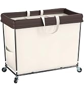 Mefirt 320L Laundry Hamper with Wheels, 3 Section Large Rolling Laundry Basket Bag with Wheels, C...