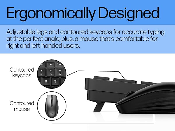 hewlett-packard wire-less blk ergo-keyword ergonomic keyboard computer desktop laptop silent pc slim