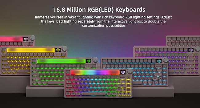 75% Wireless Mechanical Keyboard with Screen and Knob, Pink Cat Creamy Bluetooth Gaming Keyboard