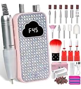 Professional Rechargeable Nail Drill Machine: 45000RPM Glitter Portable Cordless Nail Drill, Elec...