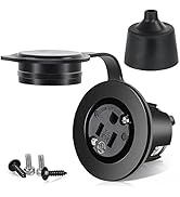Flanged Outlet RV Outlet with 15 Amp 120-125 Volt, Round Waterproof Cover, 2 Pole-3 Wire, NEMA 5-...