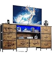 WLIVE TV Stand Dresser for 65,70 inch TV, Entertainment Center with LED Lights &amp; 8 Long Fabric Dr...
