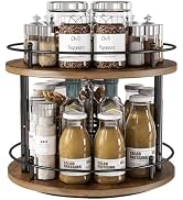 LIAISIMI 2 Tier Lazy Susan Organizer,2-Tier Spinning Spice Rack with Stable Carousel Base &amp; 4 Hei...