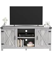 JUMMICO Farmhouse TV Stand for 65 Inch TV, Mid Century Modern Television Stand Entertainment Cent...