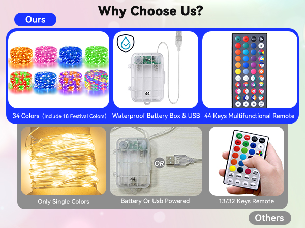 color changing fairy lights battery operated