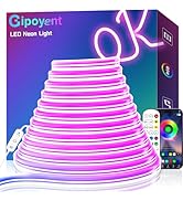 GIPOYENT LED Neon Rope Lights,16.4ft RGB LED Strip Lights, Music Sync LED Color Changing Waterpro...